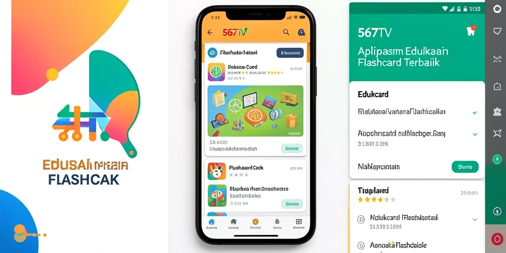 Tampilan antarmuka aplikasi Flashcard 567TV yang interaktif.