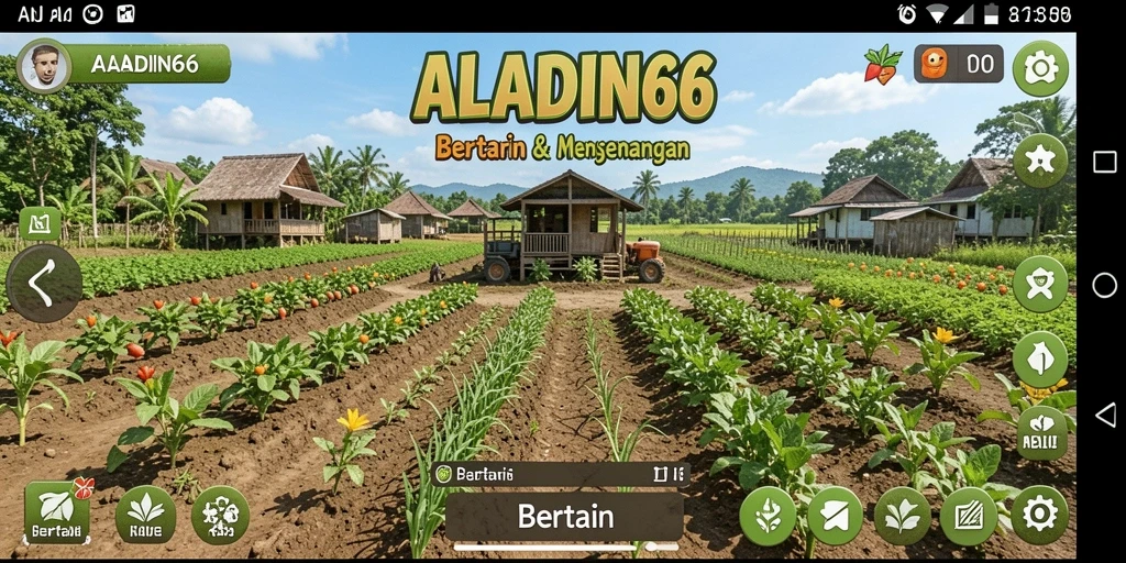 Screenshot utama ALADIN66 menampilkan kebun yang indah dengan berbagai tanaman.