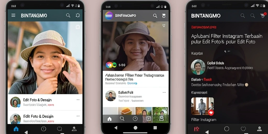 Screenshot BINTANGMPO menampilkan antarmuka pengeditan foto yang sederhana dan menarik.