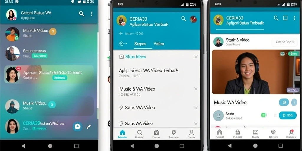 Antarmuka CERIA33 untuk membuat Status WA Video yang menarik.