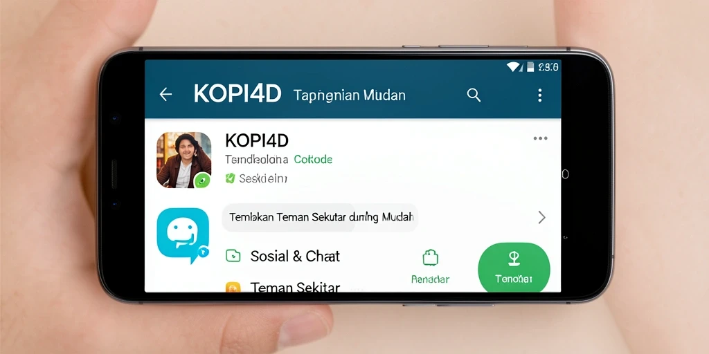Tampilan antarmuka KOPI4D untuk menemukan teman sekitar.