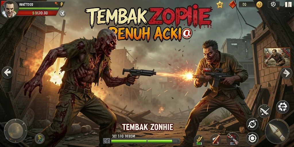 Antarmuka WATITOTO saat menembak zombie yang menyerang.