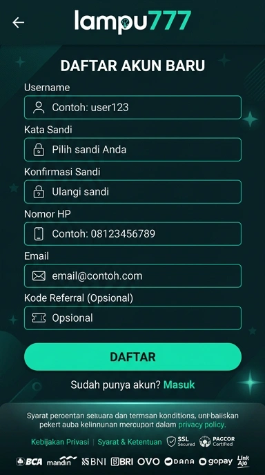 Panduan Registrasi Akun Lampu777 untuk Android